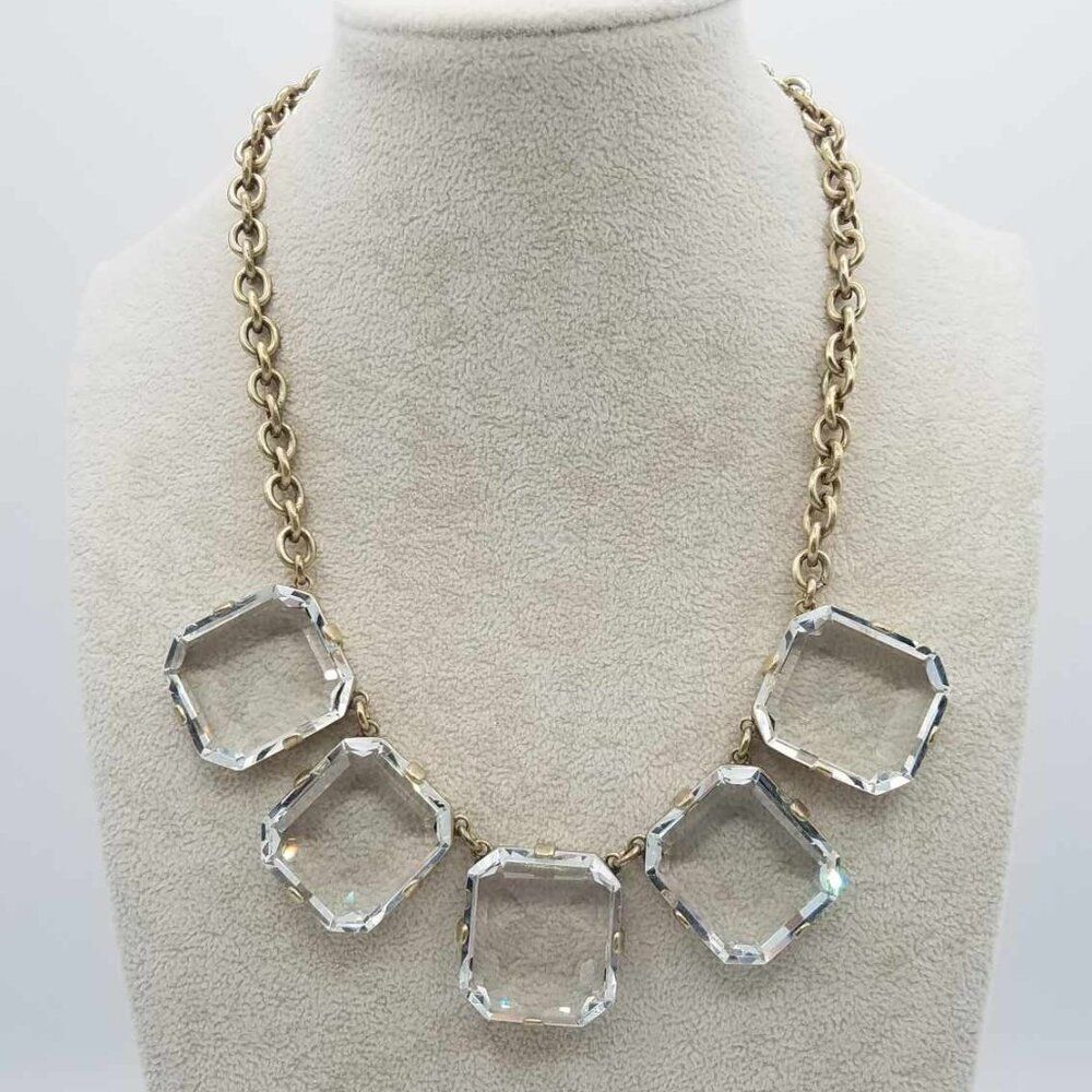 J Crew Chunky Clear Crystal Statement Necklace